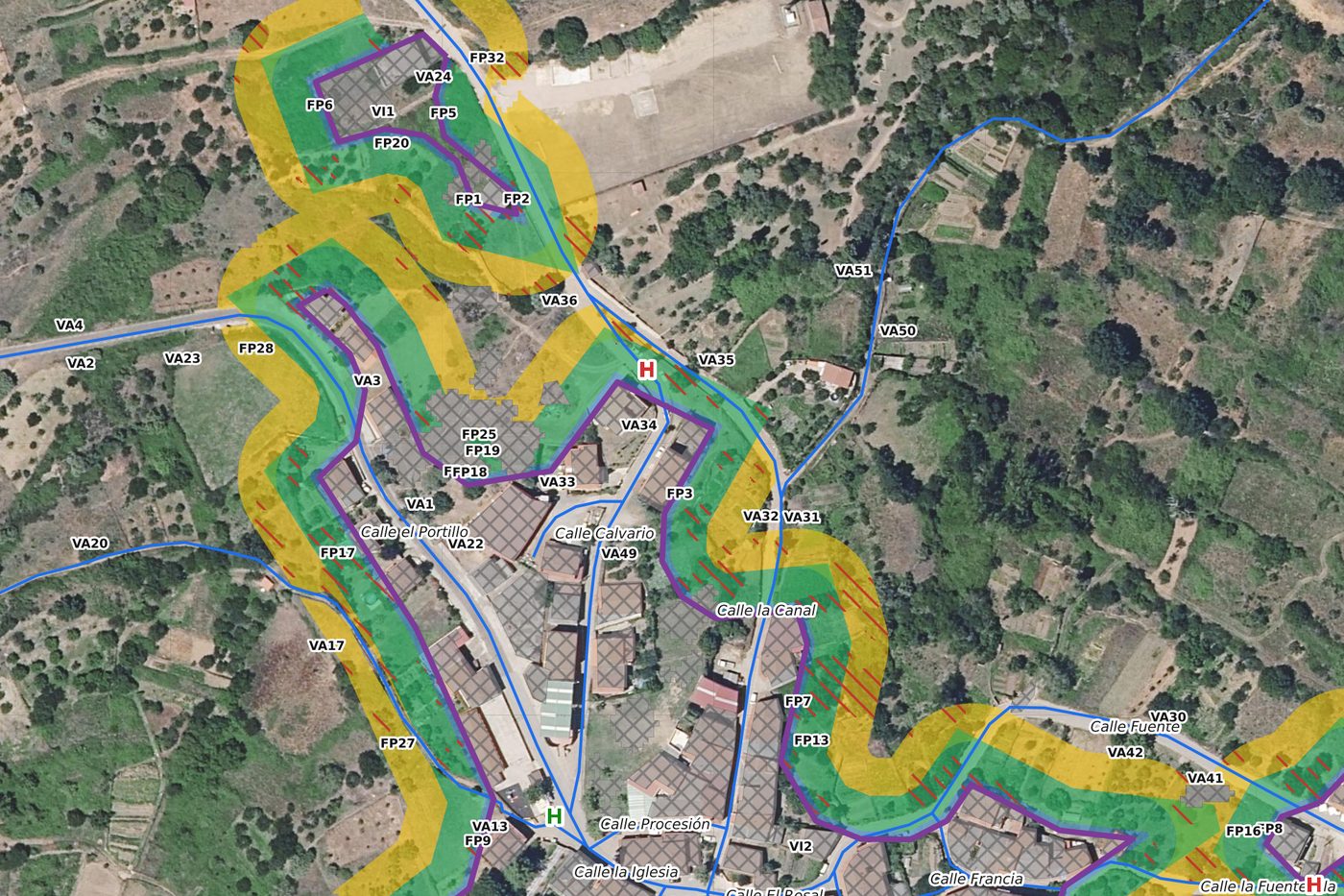 Plano de interfaz urbano-forestal de un plan municipal de prevención